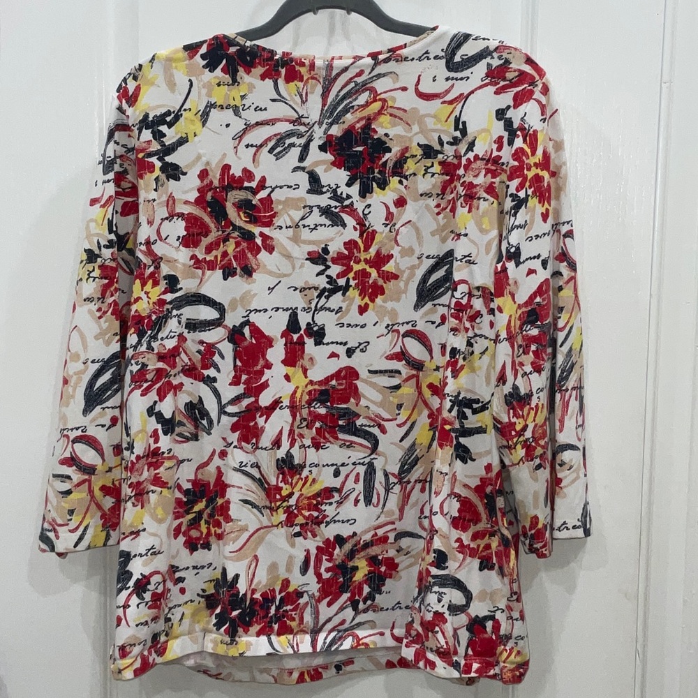 Ruby Rd. Red and Yellow Floral Blouse - Picture 4 of 4